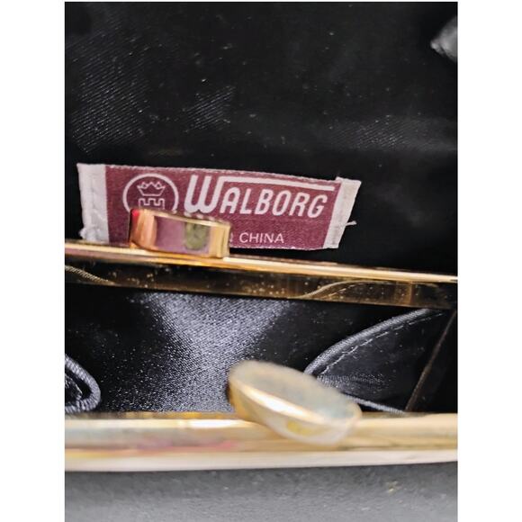 Vintage Walborg Blk Red Satin Handbag Special Occasion Purse - Picture 5 of 6